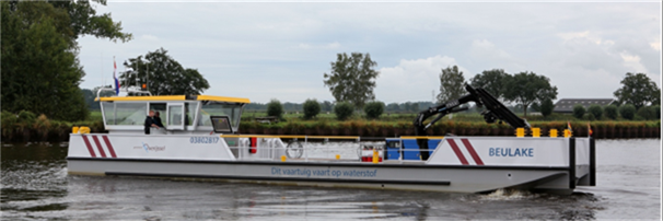 Foto van het duurzame werkschip De Beulake